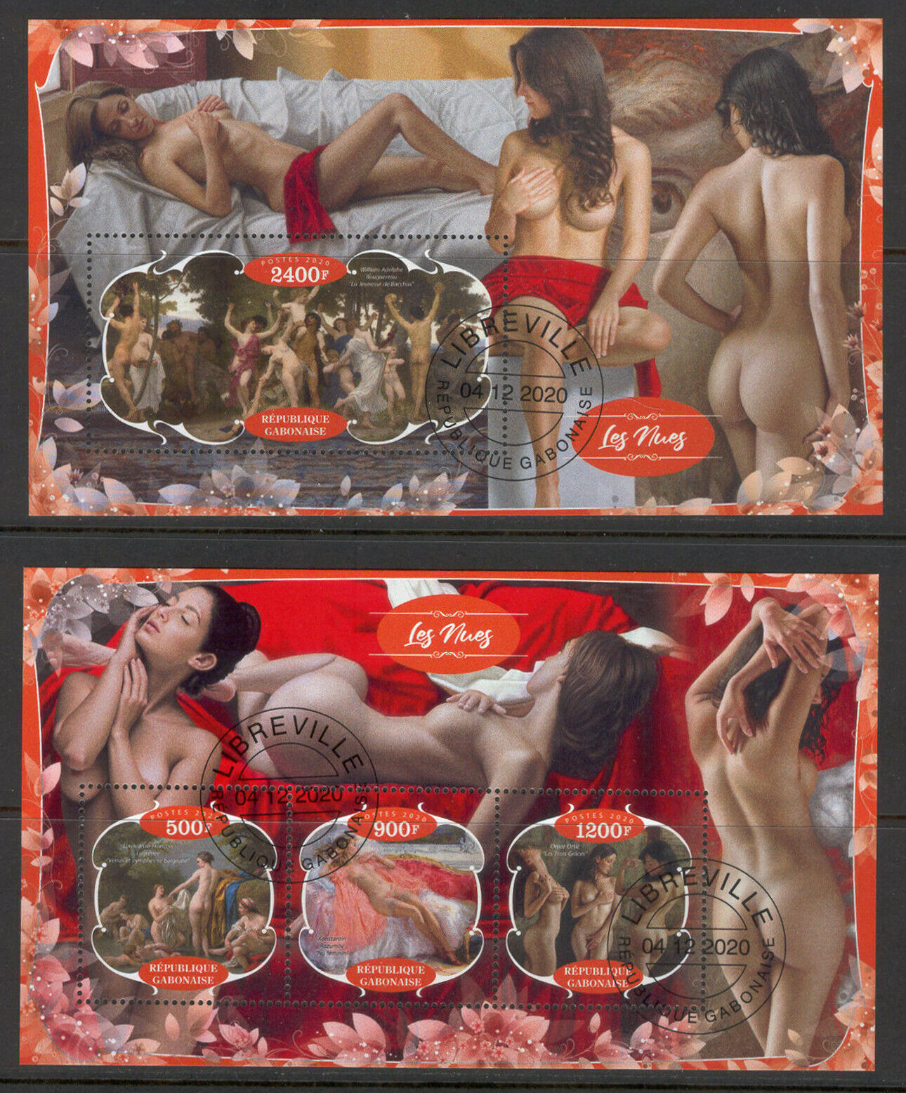 Gabon 2020 Les Nues Pictures Nude Erotic Art Renoir Stamps Cto